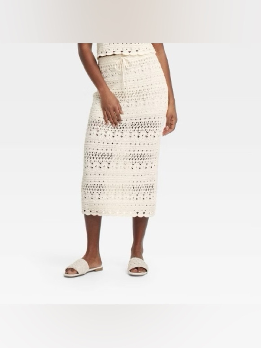 NWT universal threads cream crochet midi skirt
